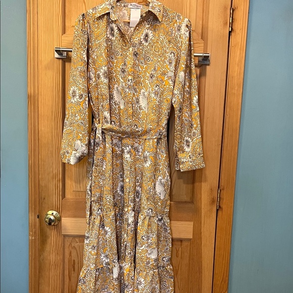 Mukthiphat Dresses & Skirts - Floral Yellow Paisley Maxi Puff Sleeves Farm Dress  Sz